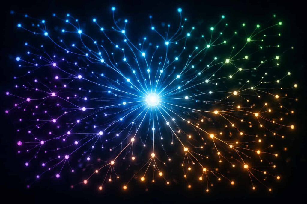 spokes and connections reaching out from a central source