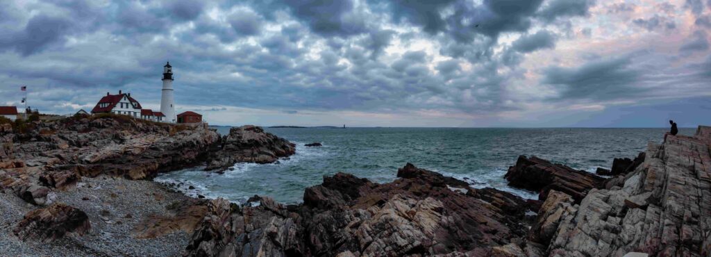 Panoramic View of Pemaquid Lighthouse on a Stormy Day