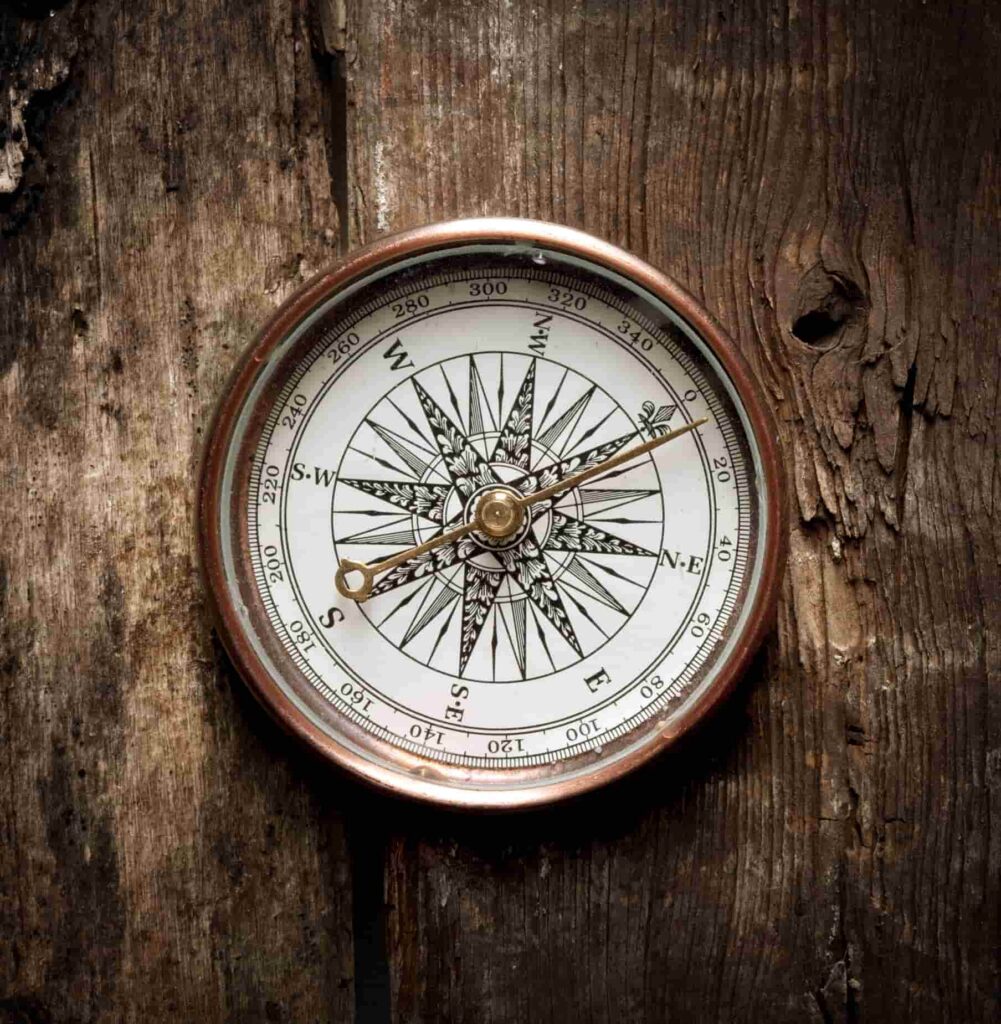 old Compass on a wooden table